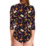 Magic Wizard Pattern Print Long Sleeve Swimsuit