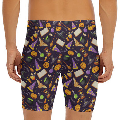 Magic Wizard Pattern Print Men's Long Boxer Briefs