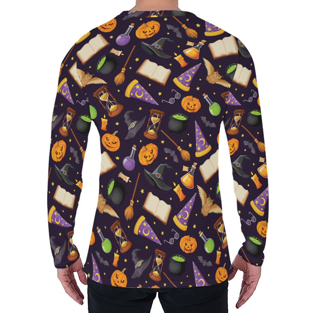 Magic Wizard Pattern Print Men's Long Sleeve T-Shirt