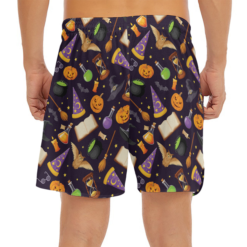 Magic Wizard Pattern Print Men's Split Running Shorts