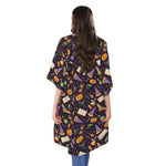 Magic Wizard Pattern Print Open Front Beach Cover Up