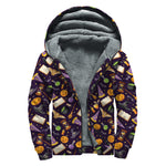 Magic Wizard Pattern Print Sherpa Lined Zip Up Hoodie