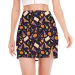 Magic Wizard Pattern Print Side Slit Mini Skirt