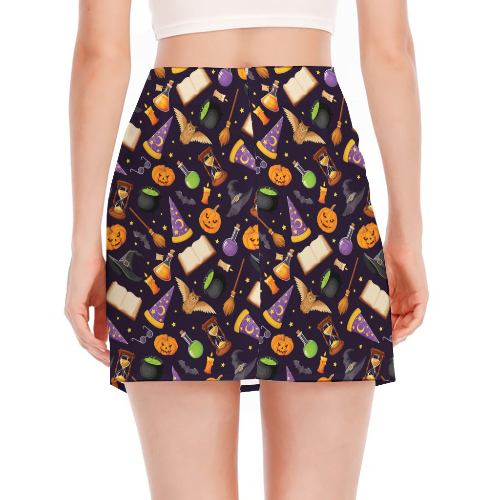 Magic Wizard Pattern Print Side Slit Mini Skirt