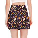Magic Wizard Pattern Print Side Slit Mini Skirt