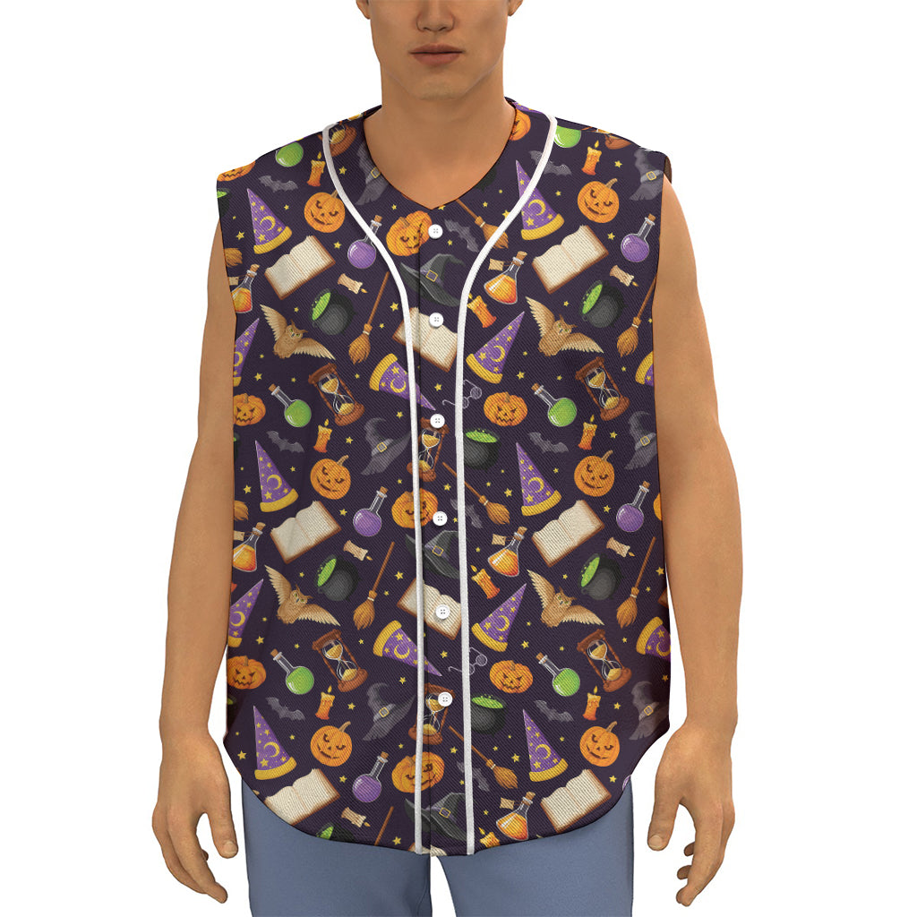 Magic Wizard Pattern Print Sleeveless Baseball Jersey