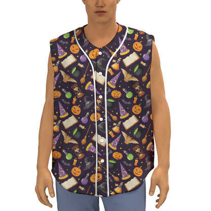 Magic Wizard Pattern Print Sleeveless Baseball Jersey