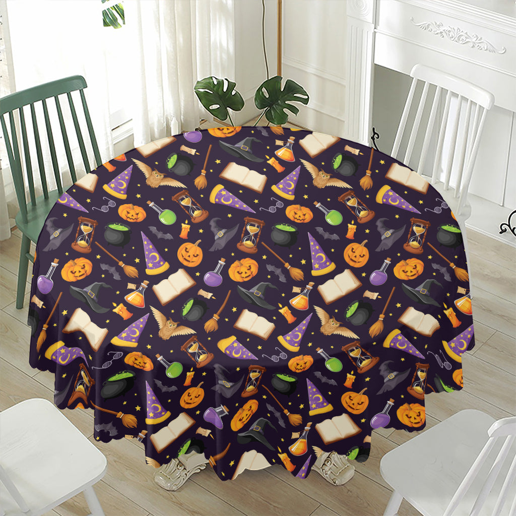 Magic Wizard Pattern Print Waterproof Round Tablecloth