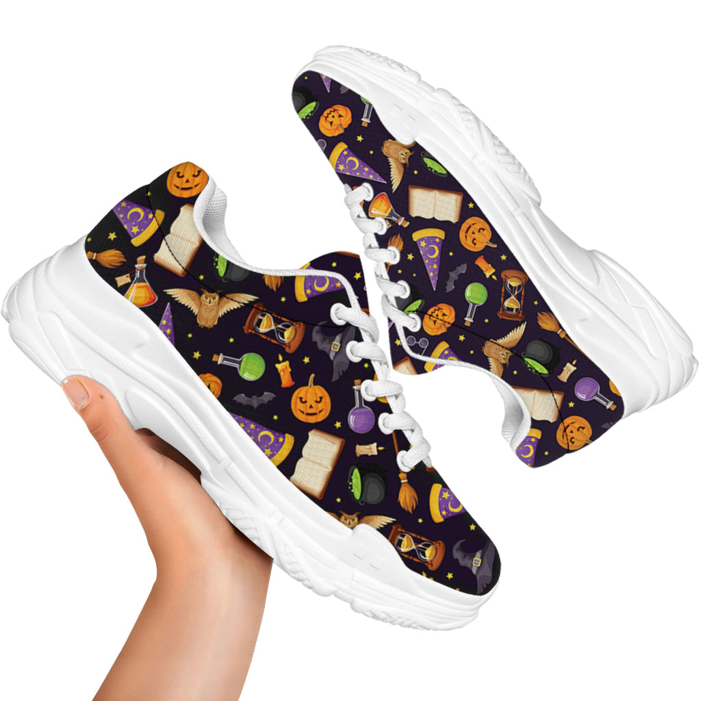Magic Wizard Pattern Print White Chunky Shoes