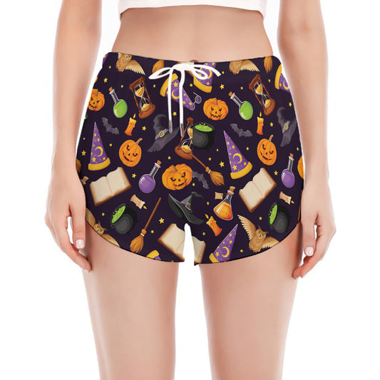 Magic Wizard Pattern Print Women's Split Running Shorts