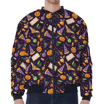 Magic Wizard Pattern Print Zip Sleeve Bomber Jacket