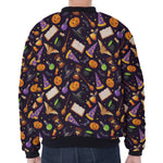 Magic Wizard Pattern Print Zip Sleeve Bomber Jacket