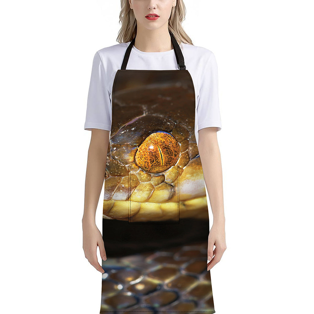 Malagasy Cat Eyed Snake Print Bib Apron With Pocket