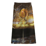 Malagasy Cat Eyed Snake Print Cotton Front Slit Maxi Skirt