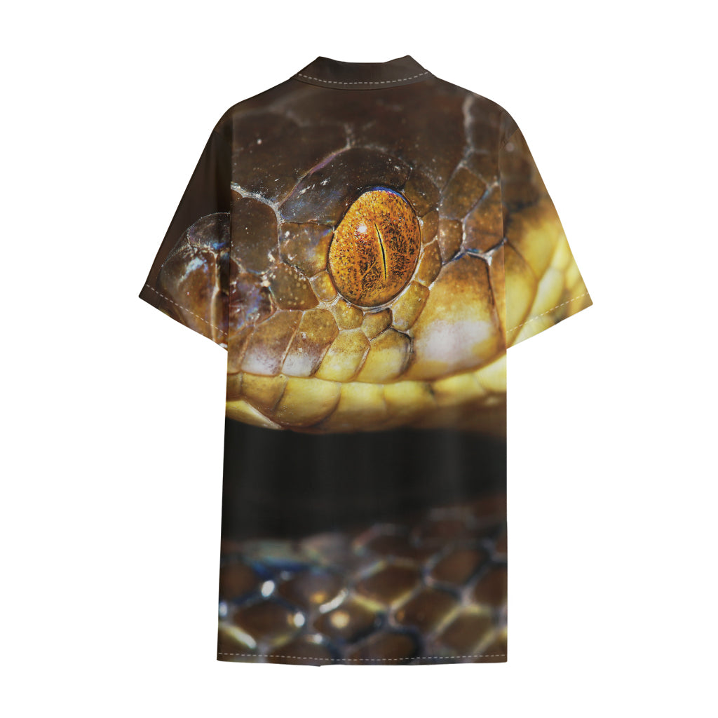 Malagasy Cat Eyed Snake Print Cotton Hawaiian Shirt