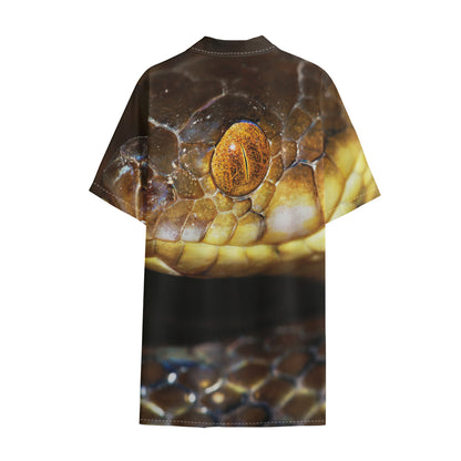 Malagasy Cat Eyed Snake Print Cotton Hawaiian Shirt