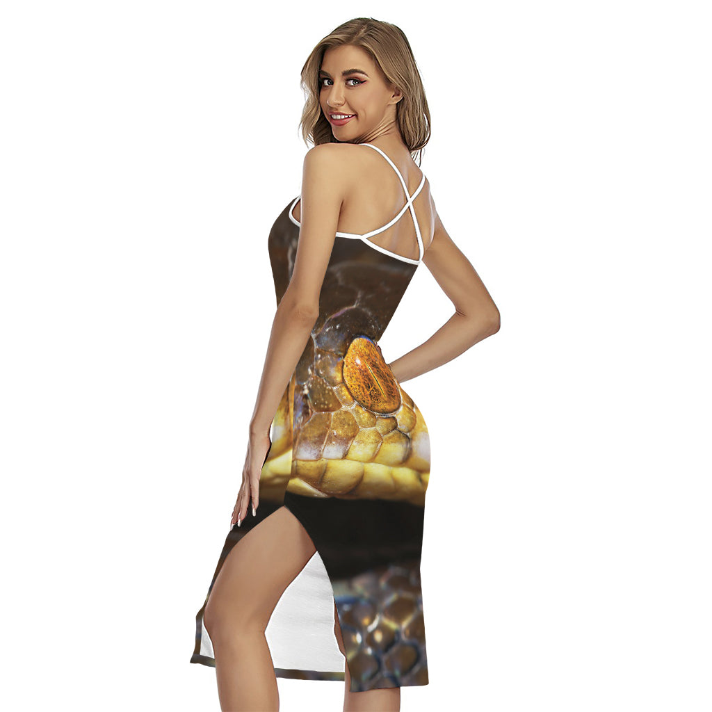 Malagasy Cat Eyed Snake Print Cross Back Cami Dress