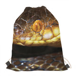 Malagasy Cat Eyed Snake Print Drawstring Bag