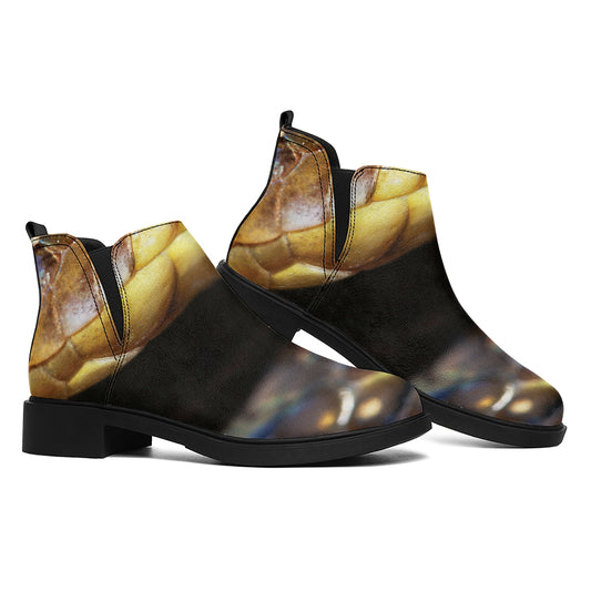 Malagasy Cat Eyed Snake Print Flat Ankle Boots