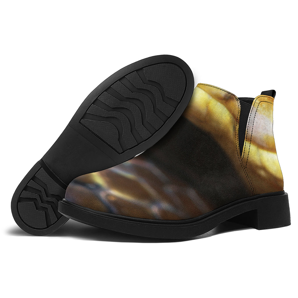 Malagasy Cat Eyed Snake Print Flat Ankle Boots