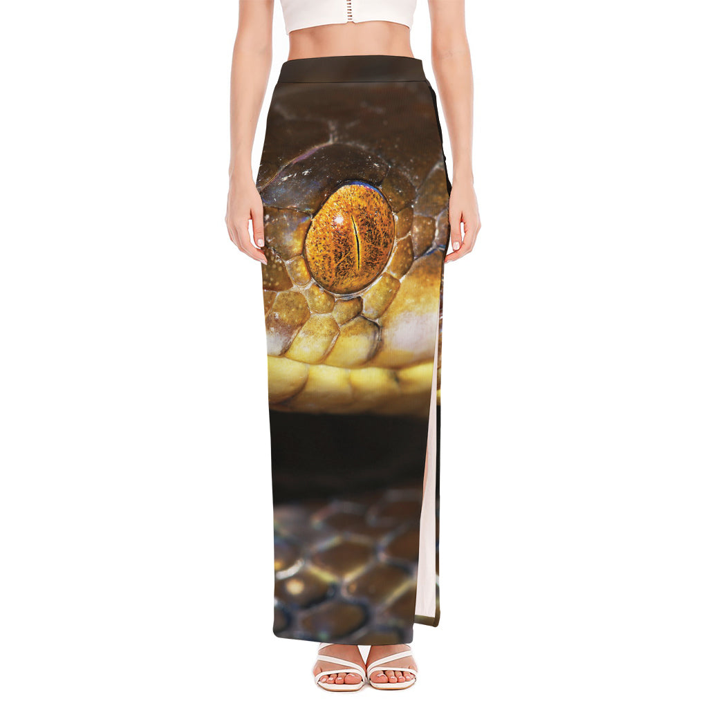 Malagasy Cat Eyed Snake Print High Slit Maxi Skirt