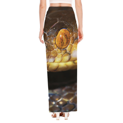Malagasy Cat Eyed Snake Print High Slit Maxi Skirt