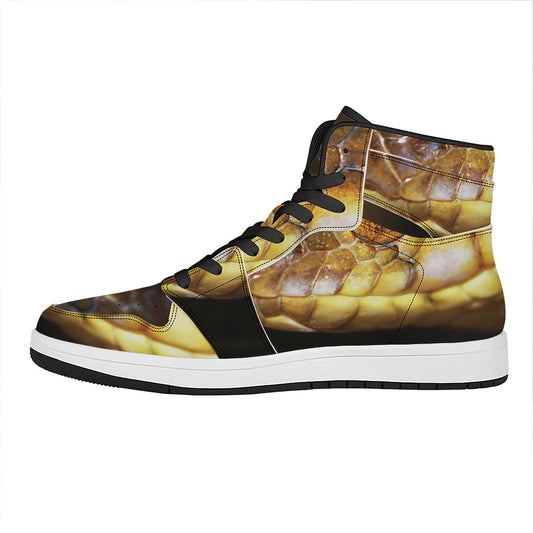 Malagasy Cat Eyed Snake Print High Top Leather Sneakers