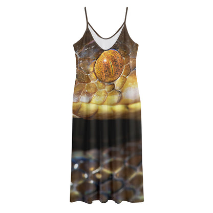 Malagasy Cat Eyed Snake Print Jersey Midi Cami Dress