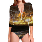 Malagasy Cat Eyed Snake Print Long Sleeve Swimsuit
