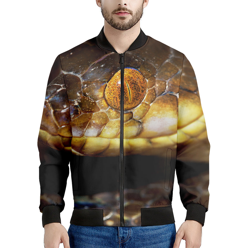 Malagasy Cat Eyed Snake Print Men's Bomber Jacket