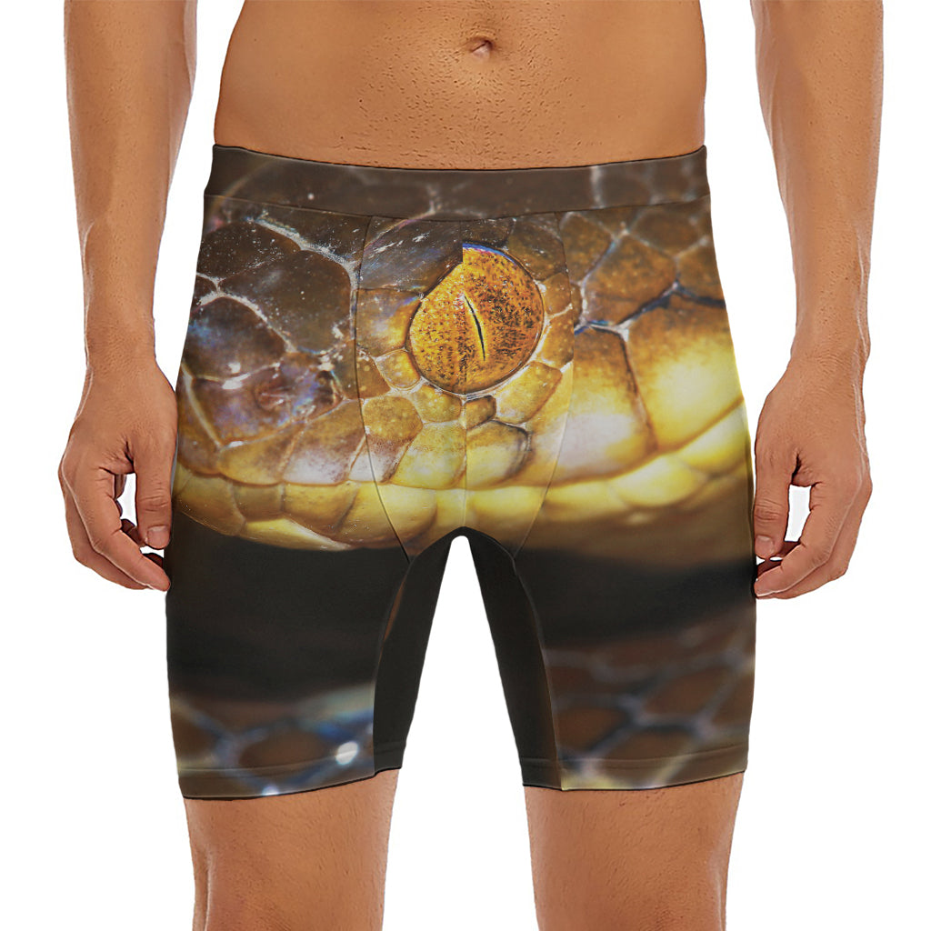 Malagasy Cat Eyed Snake Print Men's Long Boxer Briefs