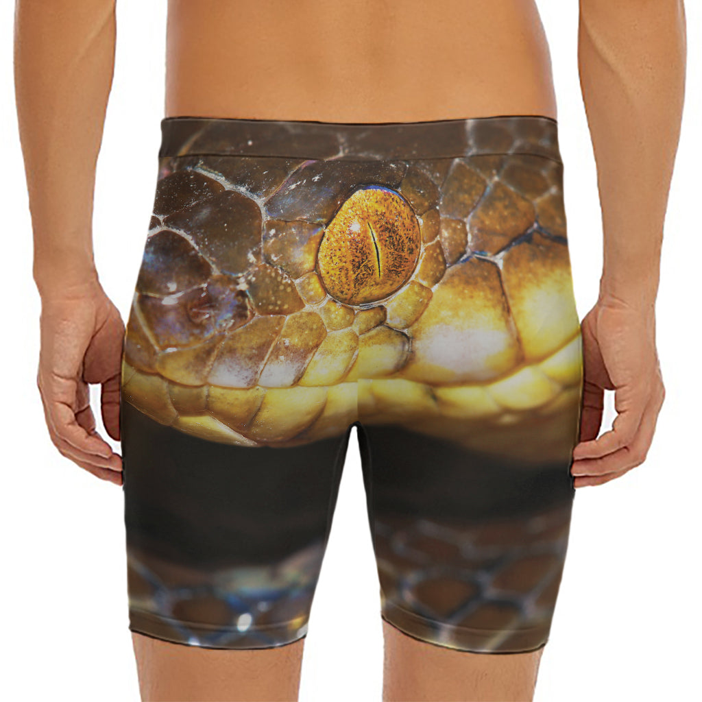 Malagasy Cat Eyed Snake Print Men's Long Boxer Briefs