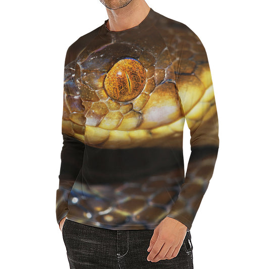 Malagasy Cat Eyed Snake Print Men's Long Sleeve Rash Guard