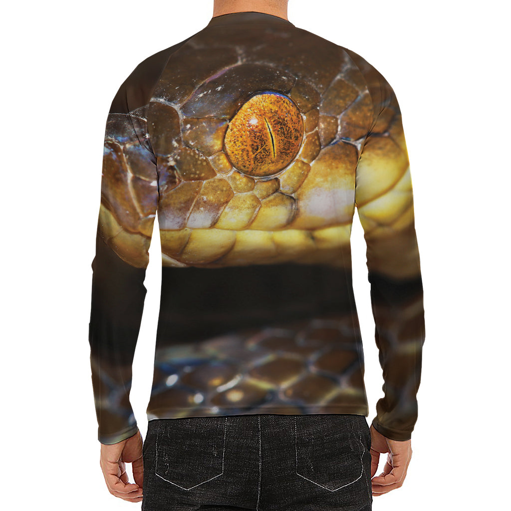 Malagasy Cat Eyed Snake Print Men's Long Sleeve Rash Guard