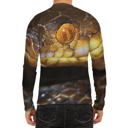 Malagasy Cat Eyed Snake Print Men's Long Sleeve Rash Guard
