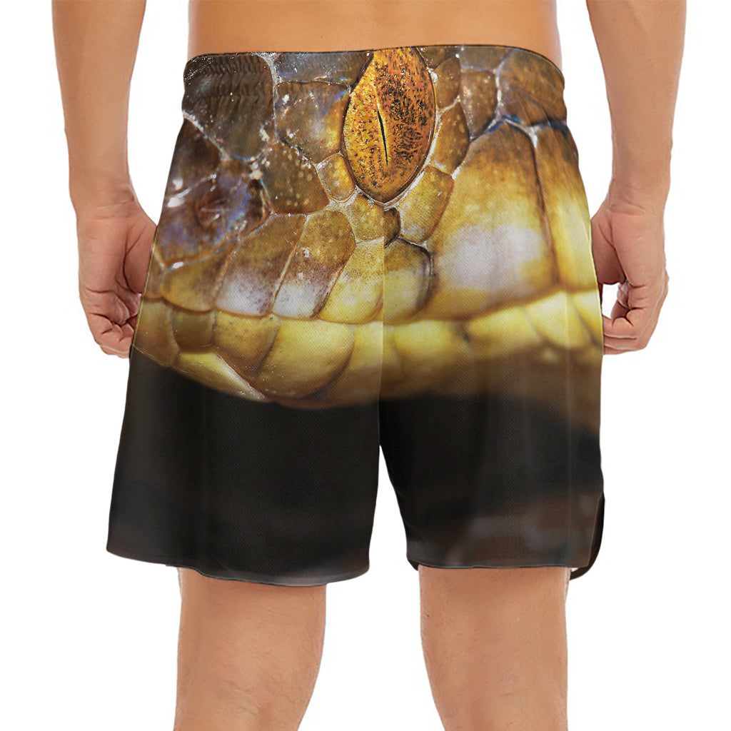 Malagasy Cat Eyed Snake Print Men's Split Running Shorts