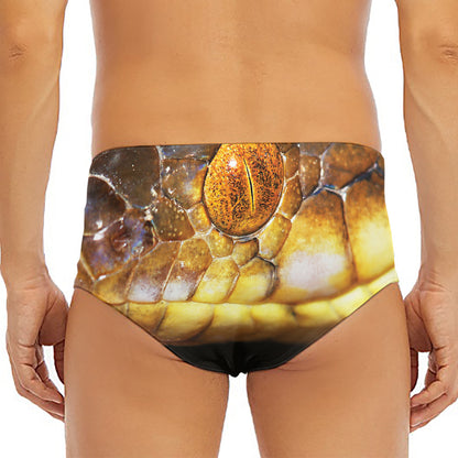 Malagasy Cat Eyed Snake Print Men's Triangle Swim Briefs