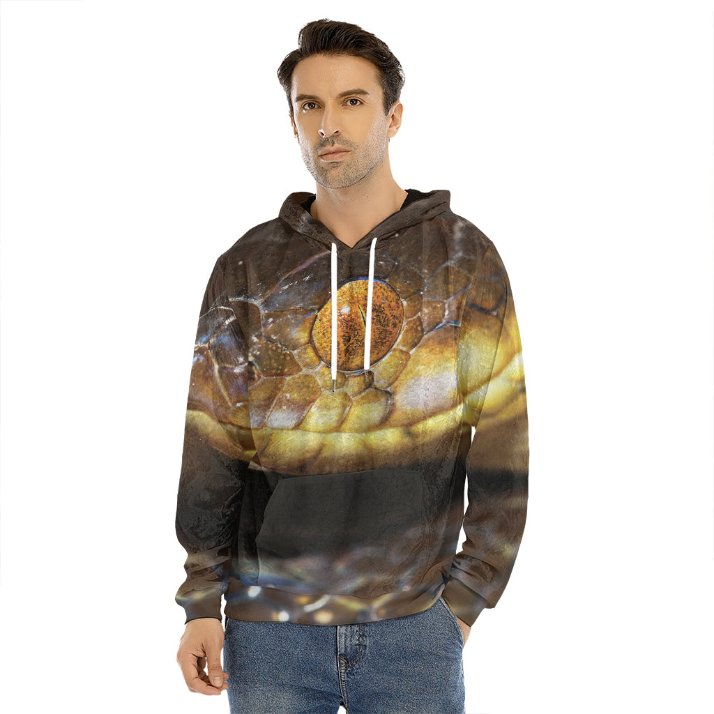 Malagasy Cat Eyed Snake Print Men's Velvet Pullover Hoodie