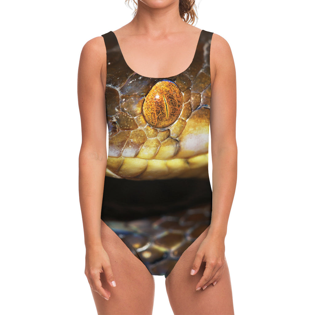 Malagasy Cat Eyed Snake Print One Piece Swimsuit