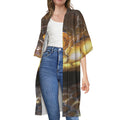 Malagasy Cat Eyed Snake Print Open Front Beach Cover Up