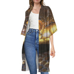 Malagasy Cat Eyed Snake Print Open Front Beach Cover Up