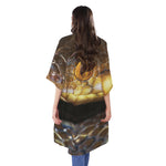 Malagasy Cat Eyed Snake Print Open Front Beach Cover Up