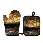 Malagasy Cat Eyed Snake Print Oven Mitt And Pot Holder Set