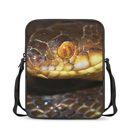 Malagasy Cat Eyed Snake Print Rectangular Crossbody Bag