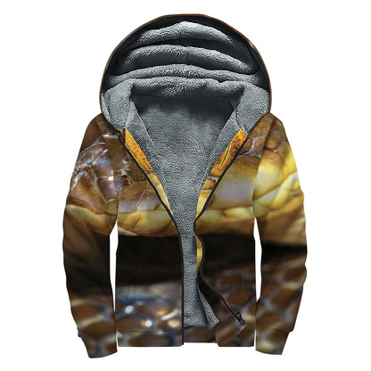 Malagasy Cat Eyed Snake Print Sherpa Lined Zip Up Hoodie