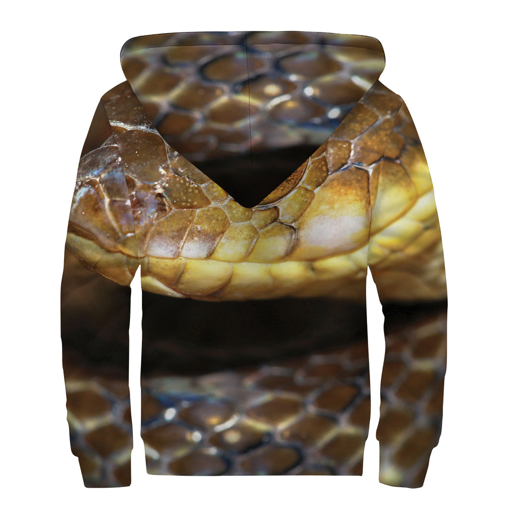 Malagasy Cat Eyed Snake Print Sherpa Lined Zip Up Hoodie