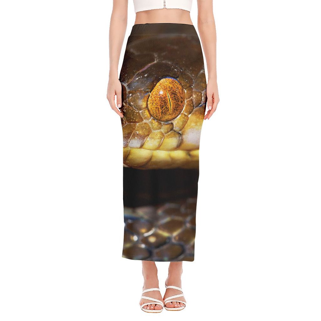 Malagasy Cat Eyed Snake Print Side Slit Maxi Skirt