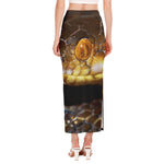 Malagasy Cat Eyed Snake Print Side Slit Maxi Skirt