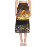 Malagasy Cat Eyed Snake Print Side Slit Midi Skirt