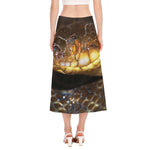 Malagasy Cat Eyed Snake Print Side Slit Midi Skirt